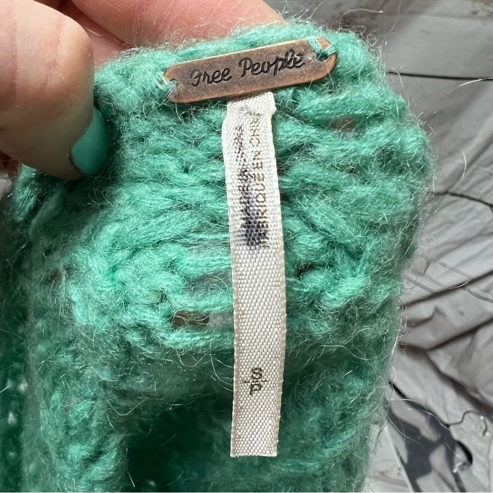 Free People Mint Green Chunky Open Cable Knit Sweater - Picture 7 of 8